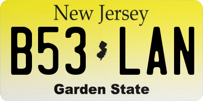 NJ license plate B53LAN