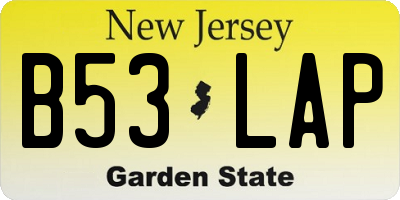 NJ license plate B53LAP