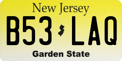 NJ license plate B53LAQ