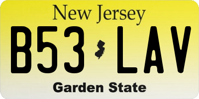 NJ license plate B53LAV