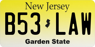 NJ license plate B53LAW