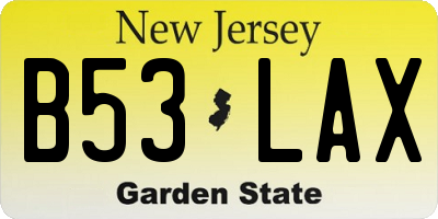 NJ license plate B53LAX