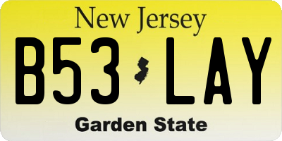 NJ license plate B53LAY
