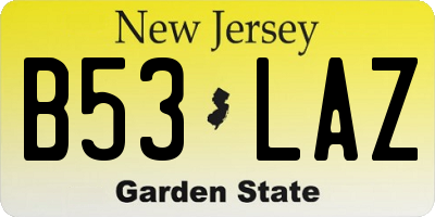 NJ license plate B53LAZ