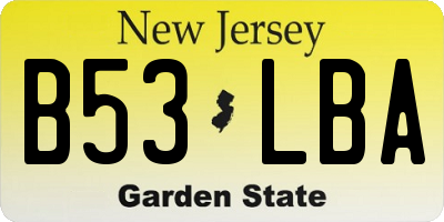 NJ license plate B53LBA
