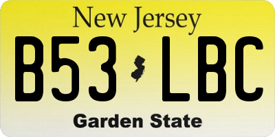 NJ license plate B53LBC