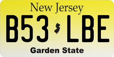 NJ license plate B53LBE