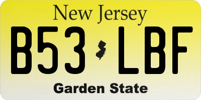 NJ license plate B53LBF