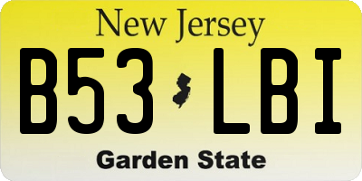 NJ license plate B53LBI