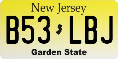 NJ license plate B53LBJ