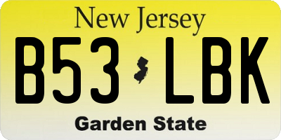 NJ license plate B53LBK