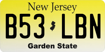 NJ license plate B53LBN