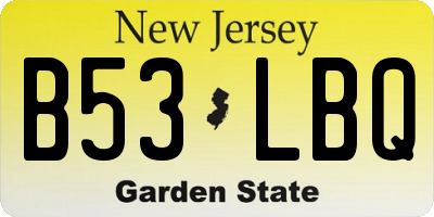 NJ license plate B53LBQ