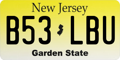 NJ license plate B53LBU