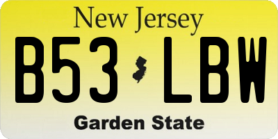 NJ license plate B53LBW