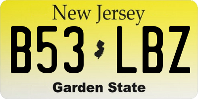 NJ license plate B53LBZ