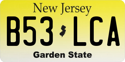 NJ license plate B53LCA