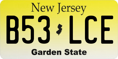 NJ license plate B53LCE