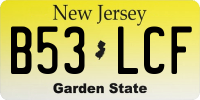 NJ license plate B53LCF