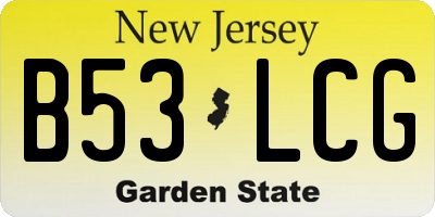NJ license plate B53LCG