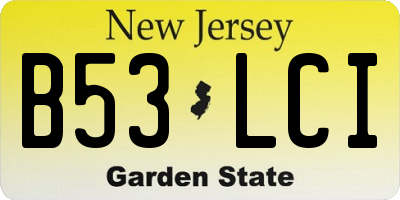 NJ license plate B53LCI