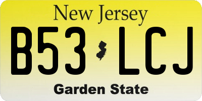 NJ license plate B53LCJ