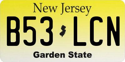 NJ license plate B53LCN