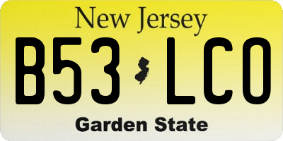 NJ license plate B53LCO