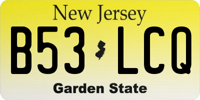 NJ license plate B53LCQ