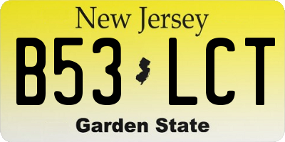 NJ license plate B53LCT