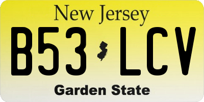 NJ license plate B53LCV