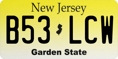 NJ license plate B53LCW