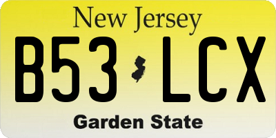 NJ license plate B53LCX