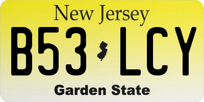 NJ license plate B53LCY