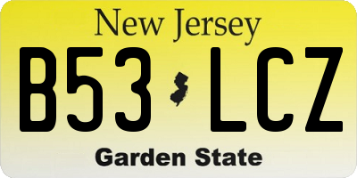 NJ license plate B53LCZ