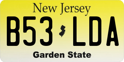 NJ license plate B53LDA