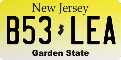 NJ license plate B53LEA