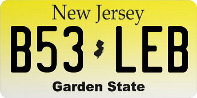 NJ license plate B53LEB