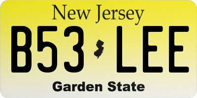 NJ license plate B53LEE
