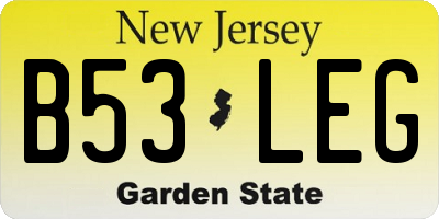 NJ license plate B53LEG