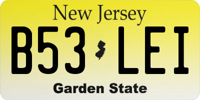 NJ license plate B53LEI