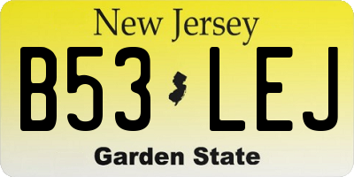 NJ license plate B53LEJ