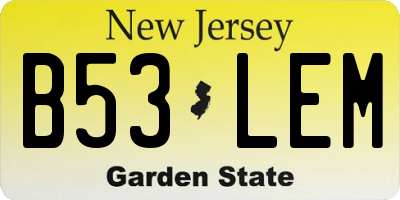 NJ license plate B53LEM