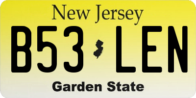 NJ license plate B53LEN