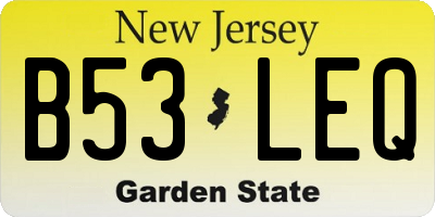 NJ license plate B53LEQ