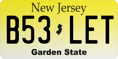 NJ license plate B53LET