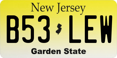 NJ license plate B53LEW