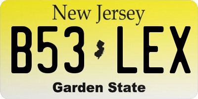 NJ license plate B53LEX