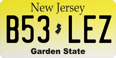NJ license plate B53LEZ