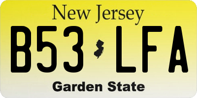 NJ license plate B53LFA
